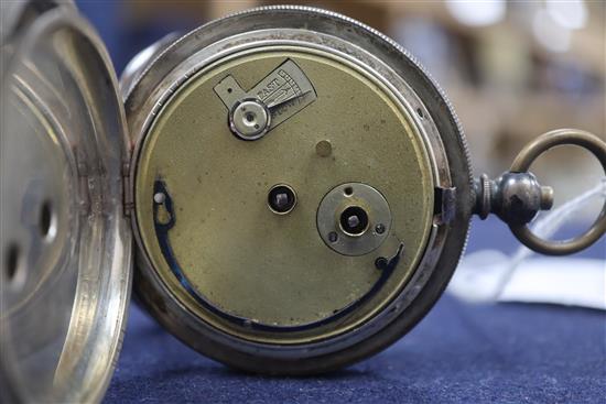 Six assorted pocket watches including silver pocket watch by Webster, London.